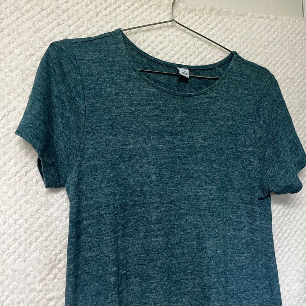 Old Navy Womens Teal T-shirt Dress Linen Blend Flowy Loose Fit Casual Medium - Picture 3 of 5